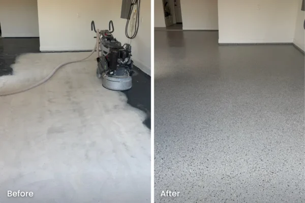 Epoxy Flake Flooring Before and After